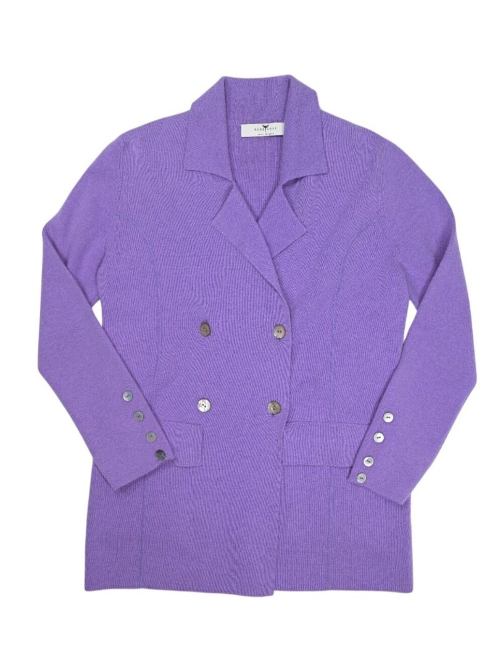 MandKhai Knit Cashmere Wool Blazer Cardigan in Purple